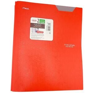 Five Star Plastic Folder with Prongs 2 Pockets RED  - FAST SHIP